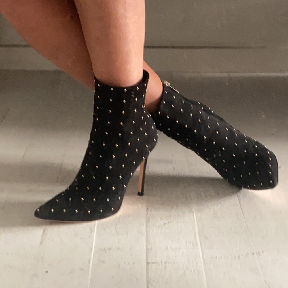 Gianvito Rossi Gold Studded Suede Ankle Boots